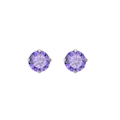 Amethyst CZ Post Earrings - Hypoallergenic - Safe Surgical Stainless Steel Posts