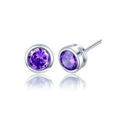 Amethyst Cubic Zirconia  Post Earring