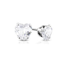 Crystal Heart CZ Studs - Safe Surgical Stainless Steel Posts
