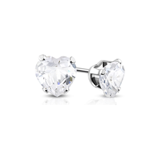 Crystal Heart CZ Studs - Safe Surgical Stainless Steel Posts
