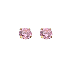 Pink Cubic Zirconia Studs - Hypoallergenic - Safe Surgical Stainless Steel Posts