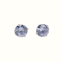 Lavender Cubic Zirconia - Post Earrings - Silver