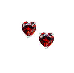 Red CZ <br> Heart <br> Post Earrings