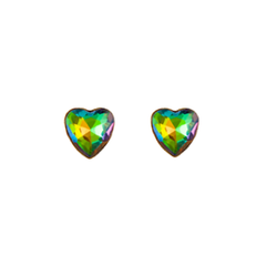 Prismatic CZ Heart Earrings - Hypoallergenic - Safe Surgical Stainless Steel Posts
