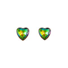 Prismatic CZ Heart Earrings - Hypoallergenic - Safe Surgical Stainless Steel Posts
