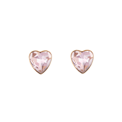 Pink CZ Heart Earrings - Hypoallergenic - Safe Surgical Stainless Steel Posts

