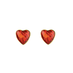 Red CZ Heart Earrings - Hypoallergenic - Safe Surgical Stainless Steel Posts


