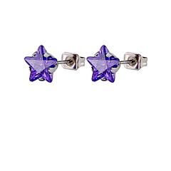 Amethyst Cubic Zirconia Star - Post Earrings