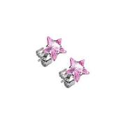 Pink CZ Star Post Earrings - Hypoallergenic - Safe Surgical Stainless Steel Post Earrings