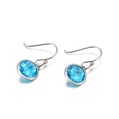 Turquoise Crystal Dangle Earrings - Hypoallergenic - Safe Surgical Stainless Steel 