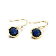 Sapphire Crystal Dangle <br> Earrings - Gold