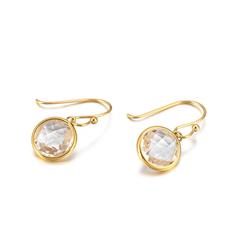  Clear Crystal Dangle Earrings - Gold