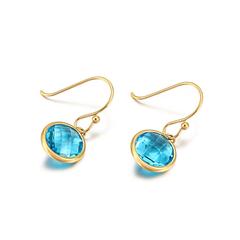 Turquoise Crystal Dangle Earrings - Gold