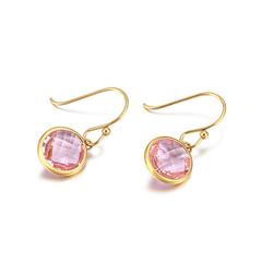 Light Pink Crystal Dangle Earrings - Gold