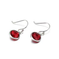 Red Crystal Dangle Earrings - Hypoallergenic - Safe Surgical Stainless Steel 