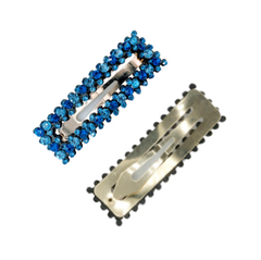 Clip Barrette In Blue<br>Rhinestones <br> Pair