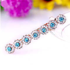 Clear & Aqua Rhinestone Barrette