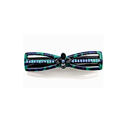 Blue & Green Acetate Barrette W/Rhinestones