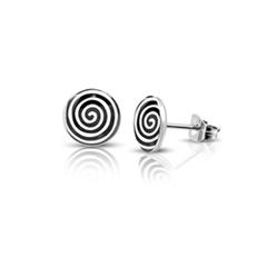 Black & White Spiral <br> Post Earrings