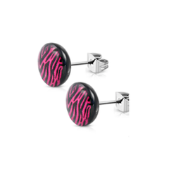 Pink Leopard Print <br> Medical Grade Surgical Stainless <br> Steel Posts