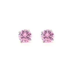 Pink Cubic Zirconia Studs - Hypoallergenic - Safe Surgical Stainless Steel Posts