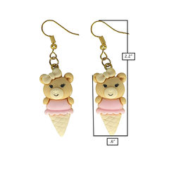 Teddy Bear Cone Earrings <br> Safe For Sensitive Ears <br> Hypoallergenic <br> Nickel & Lead Free 